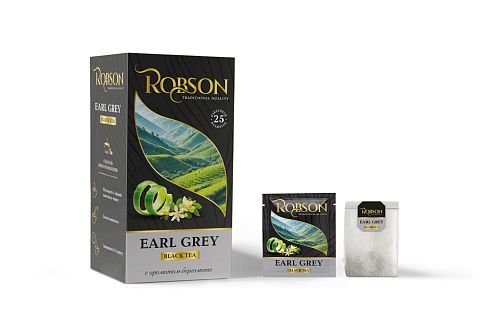 Чай черный ROBSON/РОБСОН Earl Grey с ароматом бергамота (25 пакетиков)