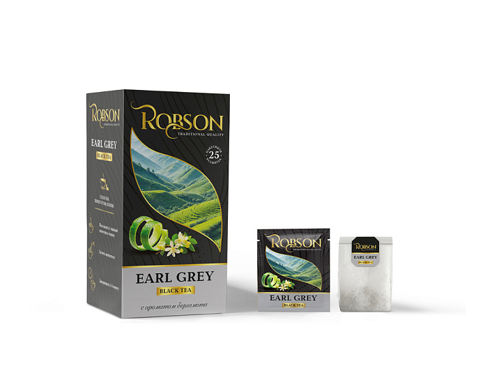 Чай черный ROBSON/РОБСОН Earl Grey с ароматом бергамота (25 пакетиков)