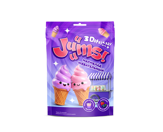 JUUUMS! Мармелад жевательный со вкусом малины, черники и йогурта 70г