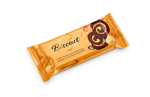 Рулет бисквитный шоколад/ банан/соленая карамель BISCUIT 200г