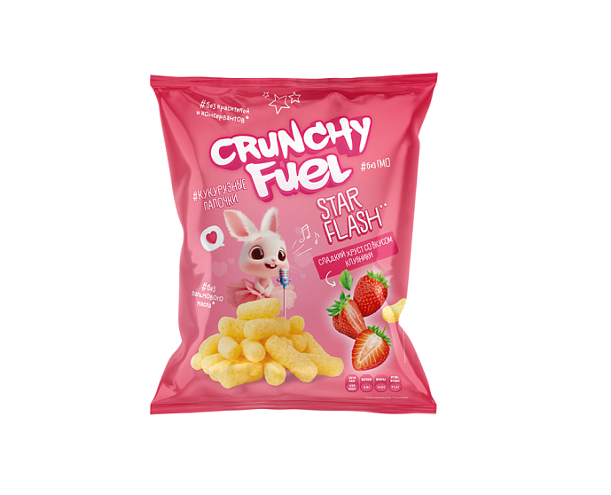 CRUNCHY FUEL Кукурузные палочки со вкусом клубники