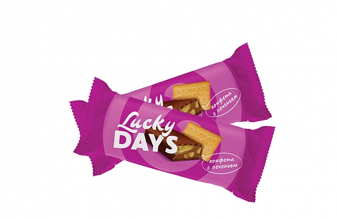 LUCKY DAYS Milk bars with caramel/biscuit sold by weight