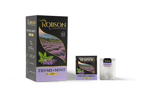 Чай черный ROBSON/РОБСОН с чабрецом и мятой (25 пакетиков)