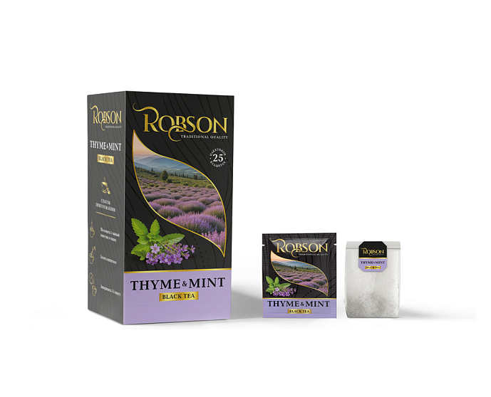 Чай черный ROBSON/РОБСОН с чабрецом и мятой (25 пакетиков)