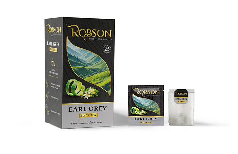 РОБСОН Чай черный Earl Grey с ароматом бергамота 25 пак (в сашетах)