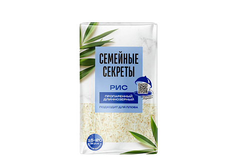 СЕМЕЙНЫЕ СЕКРЕТЫ Рис длиннозерный пропаренный 800г
